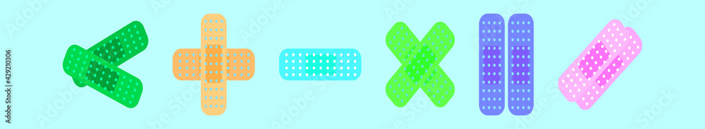 Fototapeta premium set of bandaids cartoon icon design template with various models. vector illustration isolated on blue background