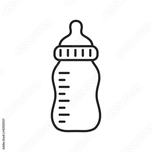 Vector newborn baby plastic water bottle Leave space for adding text. Isolated on background.