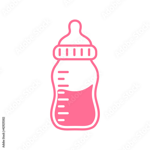 Vector newborn baby plastic water bottle Leave space for adding text. Isolated on background.