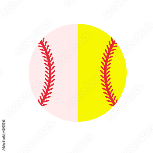 Beautiful red stitch baseball ball vector Isolated on white background