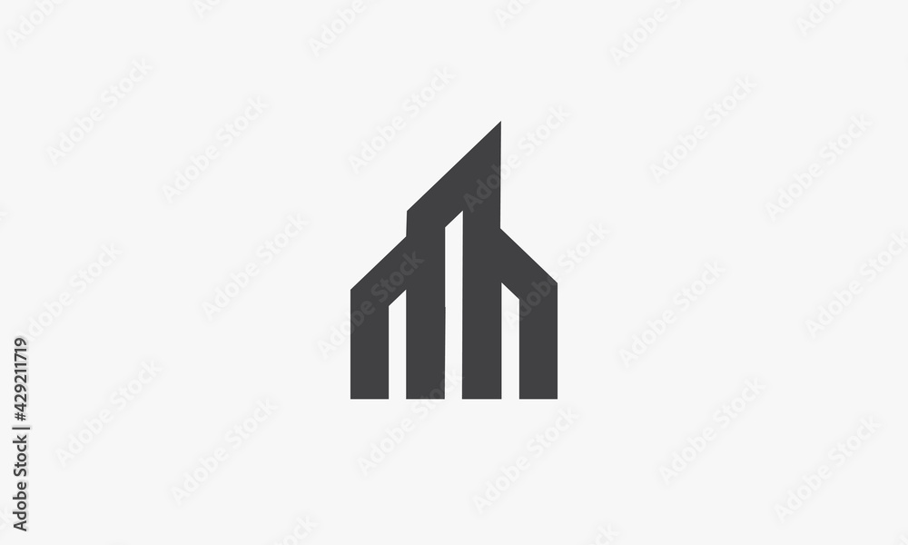 abstract building M letter logo concept isolated on white background. abstract building M letter logo concept isolated on white background.