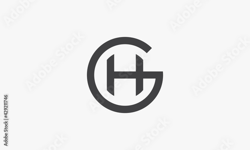 GH or HG letter logo concept isolated on white background. photo