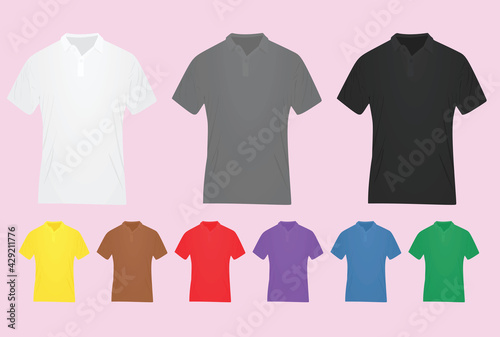 Set of colorful polo t shirts. vector