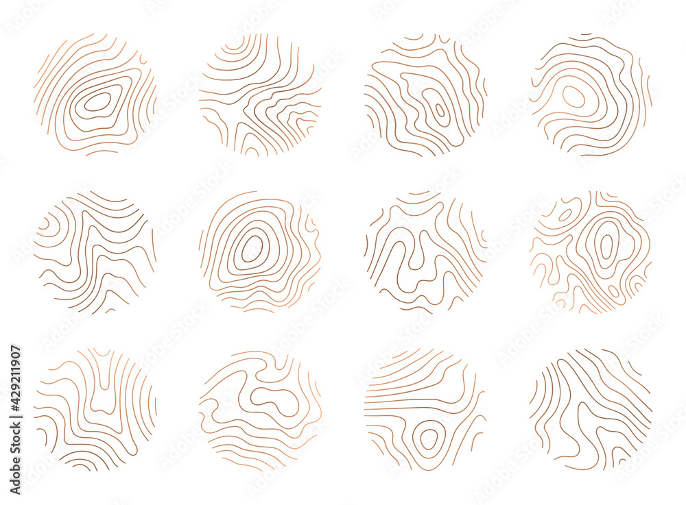 Tree ring clipart, vector logo wood ring. Circle topography map stock illustration