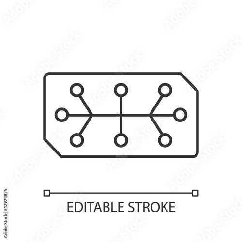 Electrical computer parts linear icon. Parts in electronic system used to affect electrons. Thin line customizable illustration. Contour symbol. Vector isolated outline drawing. Editable stroke