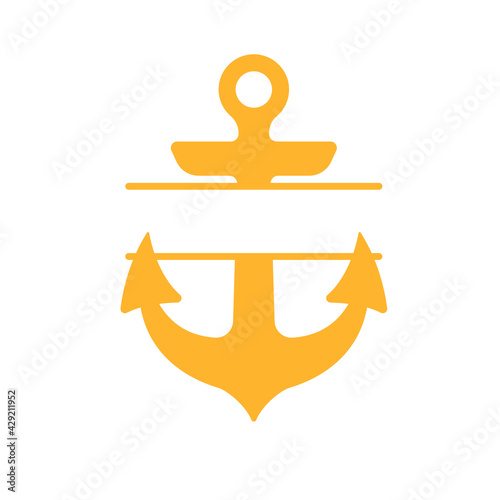 Vector silhouettes of an anchor for a boat traveler in the ocean Isolated on background.