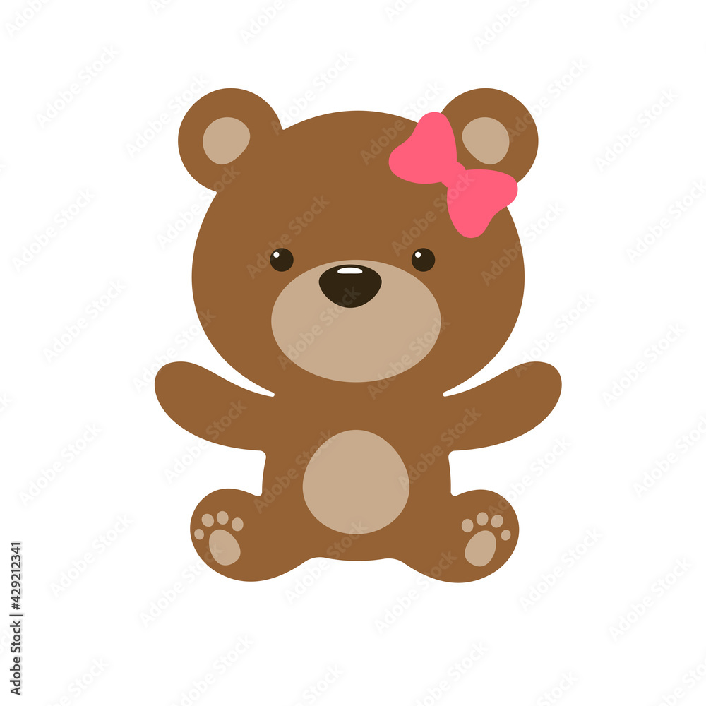 Vector pink teddy bear brown teddy bear Isolated on white background.