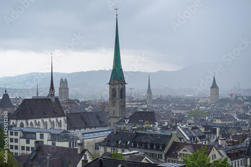 Obraz na płótnie Landscape of the old Zurich from the university hill, Switzerland w salonie