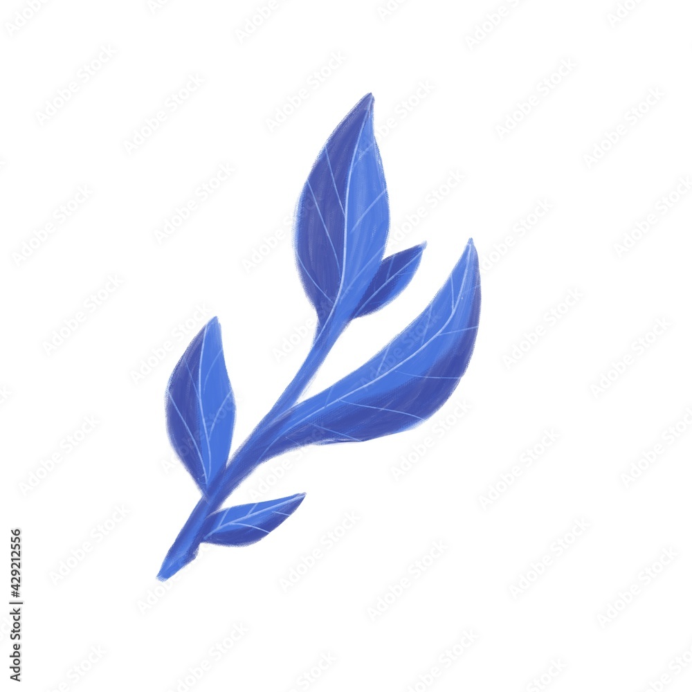Blue plant graceful twig with cute leaves Blue plant graceful twig with cute leaves