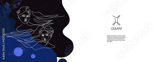 Zodiac background. Gemini constellation. The element of air.