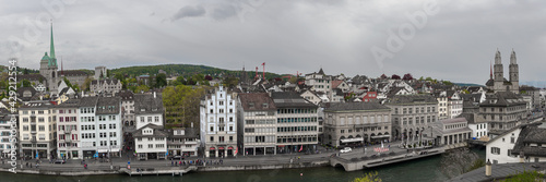 Zurich cityscape. Panoramic view of the historic Zurich city center, Switzerland