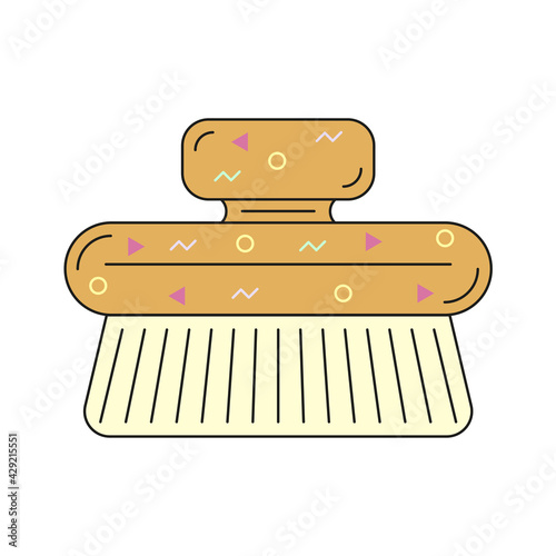 Natural spa home body brush. Color icon on a white background.