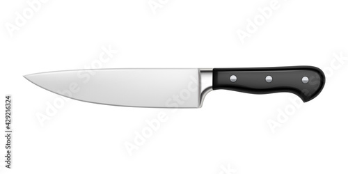 Kitchen knife, chef tool. 3D realistic vector illustration, isolated on white background.