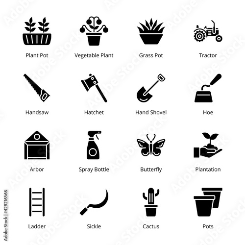 Gardening Glyph icons - Solid - Vector