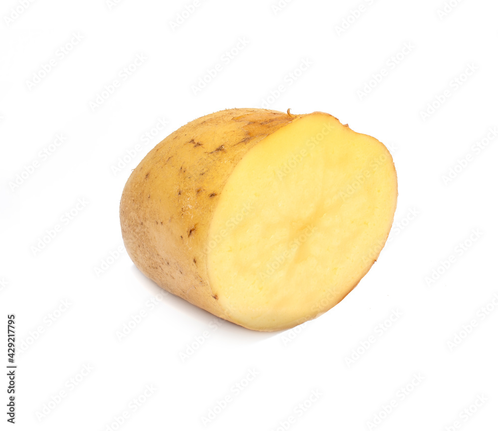 Sliced raw potatoes isolated on white background Sliced raw potatoes isolated on white background