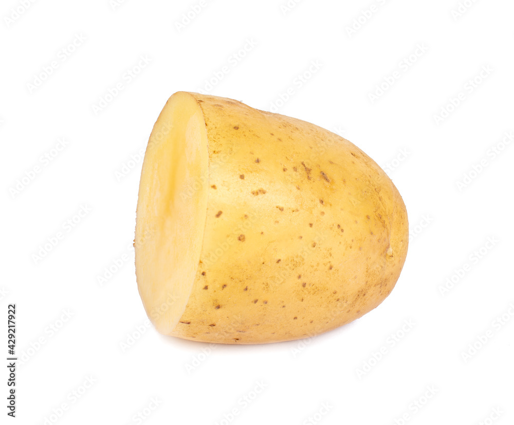 Sliced ​​raw potatoes isolated on white background
