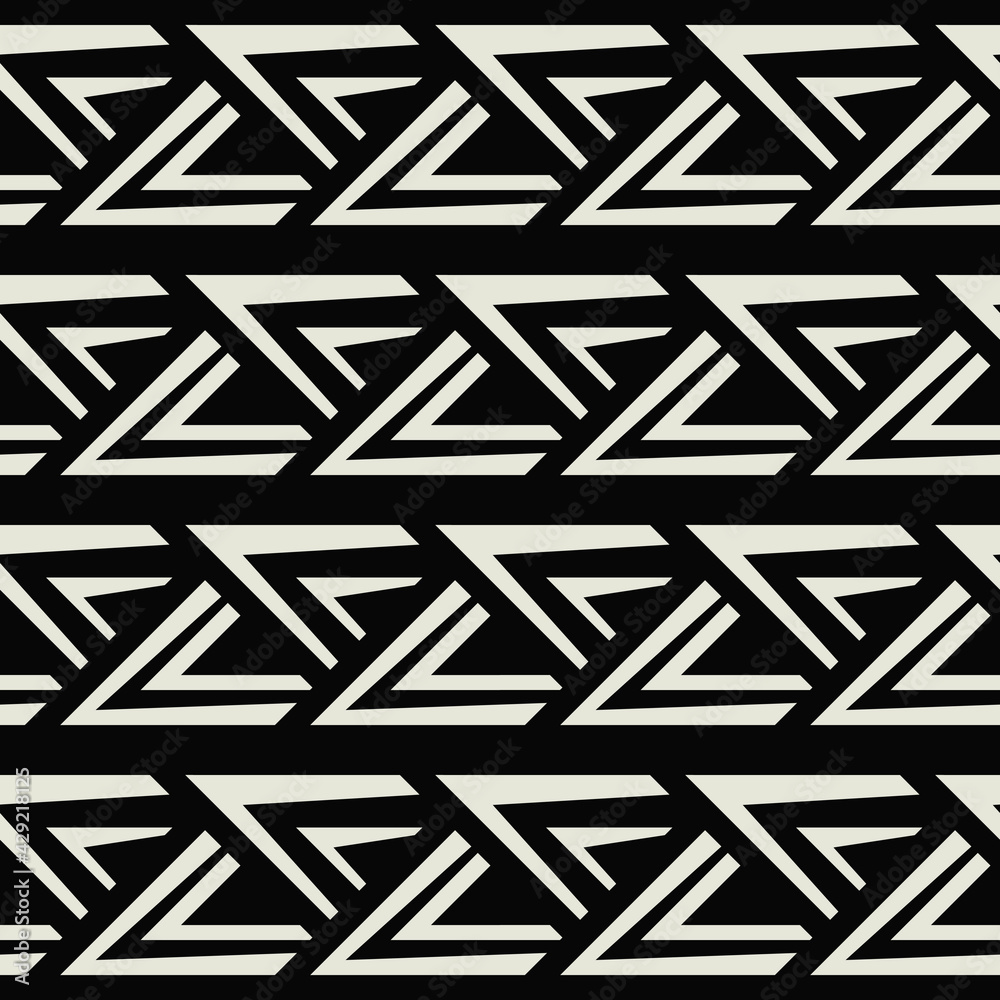 Black abstract triangles or same shapes. Vector seamless monochrome decorative ornament. Black abstract triangles or same shapes. Vector seamless monochrome decorative ornament.