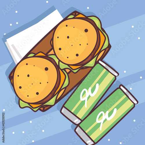 hamburgers and sodas