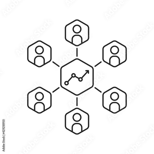 team work for business growth like thin line icon © infadel
