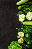 Layout of raw green vegetables, top view