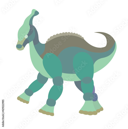 abstract vector illustration of cartoon dinosaur, dinosaur Parasaurolophus, vector illustration of a dinosaur in the shape of a toy robot