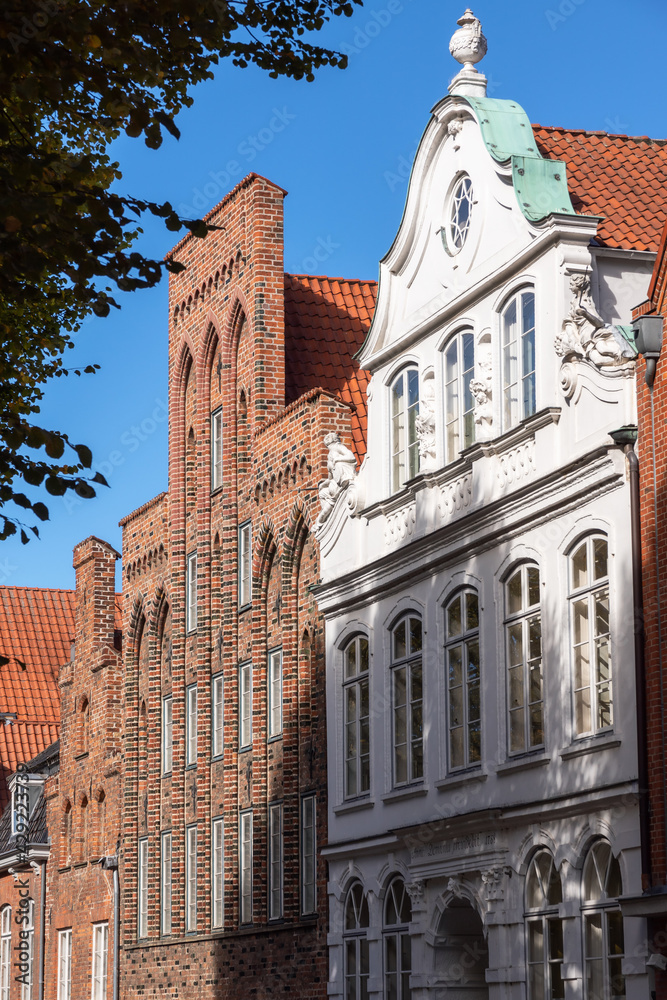 Häuserzeile in der Mengstraße in der Hansestadt Lübeck, Schleswig-Holstein