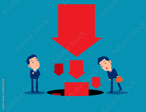 Looking at the arrow symbol falling. Business vector style