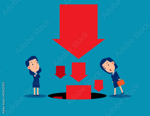 Looking at the arrow symbol falling. Business vector style