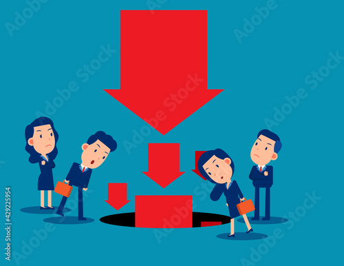 Looking at the arrow symbol falling. Business vector style