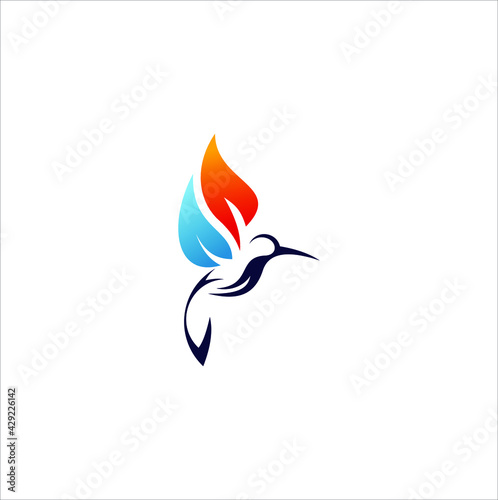 Beautiful Creative Bird Colibri Logo Design Template