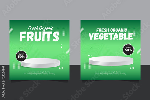 Fresh organic vegetable delivery social media post template