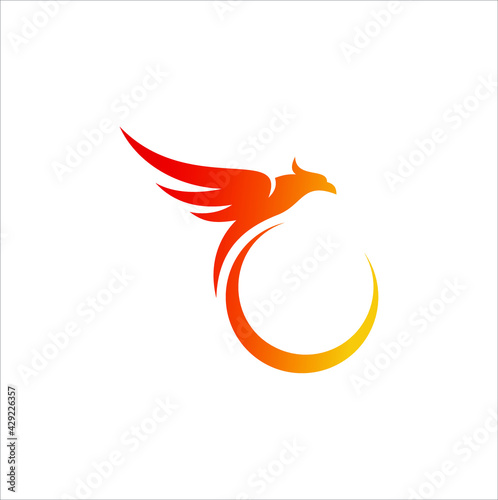 fire bird phoenix creative logo design vector illustration photo