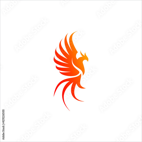 fire bird phoenix creative logo design vector illustration