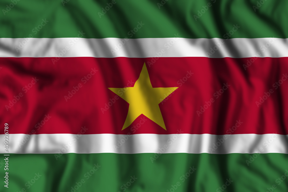 Suriname flag realistic waving Suriname flag realistic waving