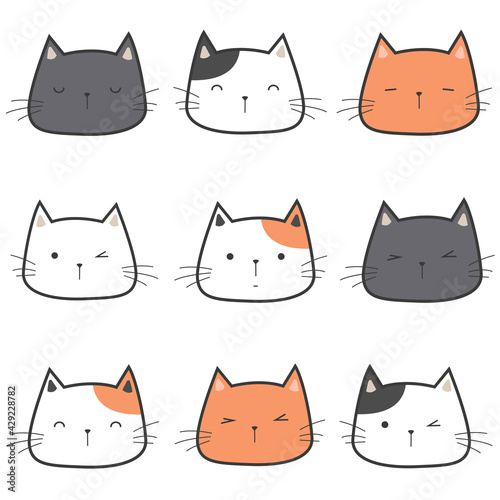 Doodle illustration expression of cats vector graphics