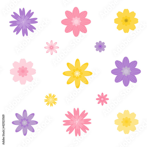 Set of flowers, floral collection, vector illustration in flat style © Yulia