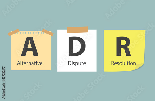 ADR Alternative Dispute Resolution written on memory papers- vector illustration photo