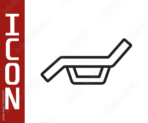 Black line Sunbed icon isolated on white background. Sun lounger. Vector