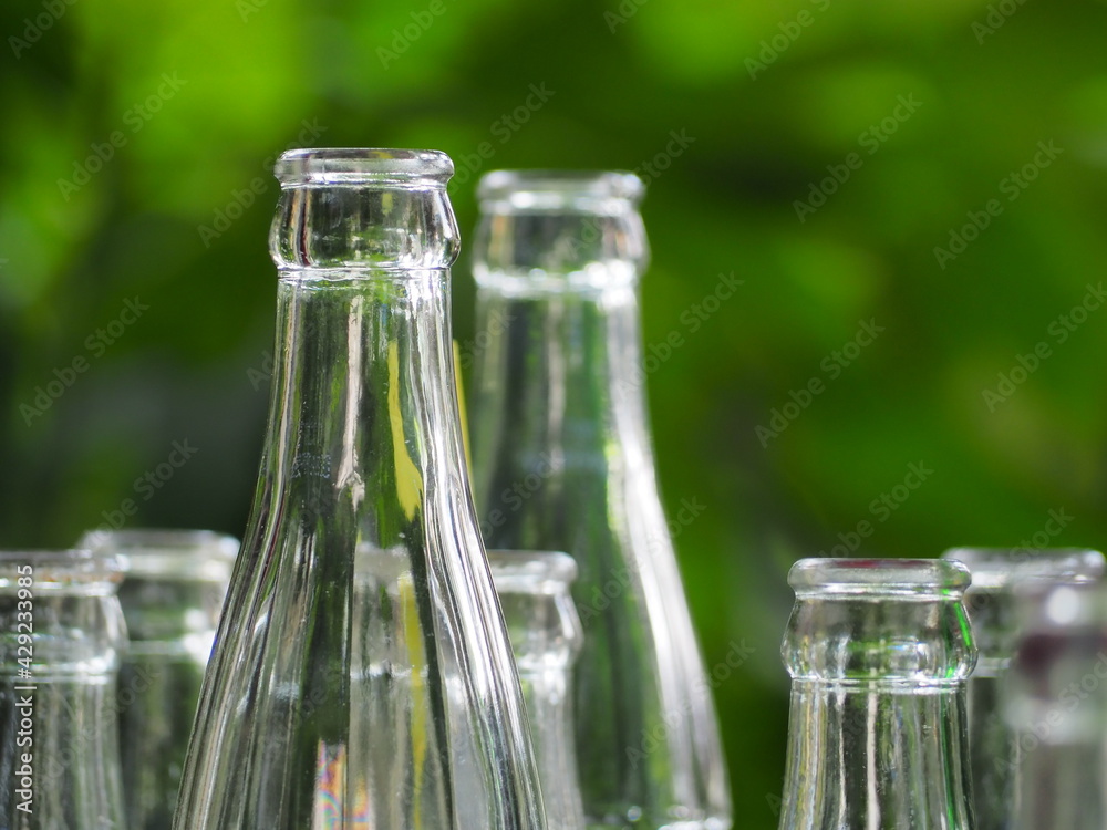 glass bottles of sparkling water. glass bottles of sparkling water.