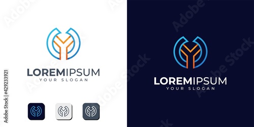 Monogram Letter Y and U logo design inspiration. UY logo. YU logo.
