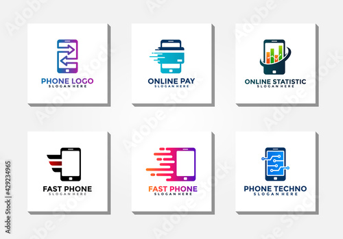 Mobile phone logo collection. Smartphone logo vector concept.
