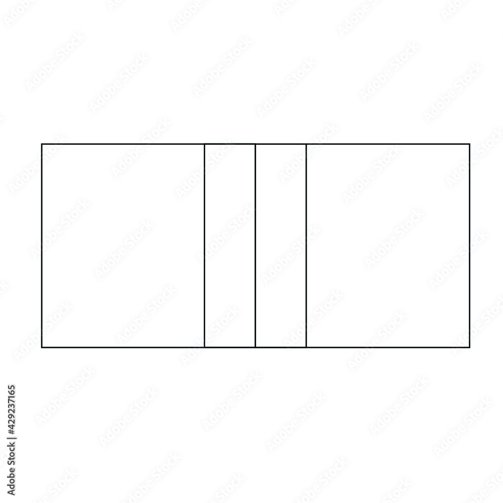 Symbol for mechanical equipment (meat saw), consisting of black rectangles on a white background Symbol for mechanical equipment (meat saw), consisting of black rectangles on a white background