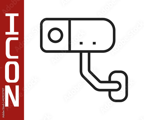 Black line Security camera icon isolated on white background. Vector