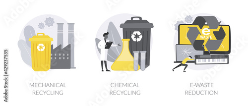 Industrial waste management abstract concept vector illustrations.