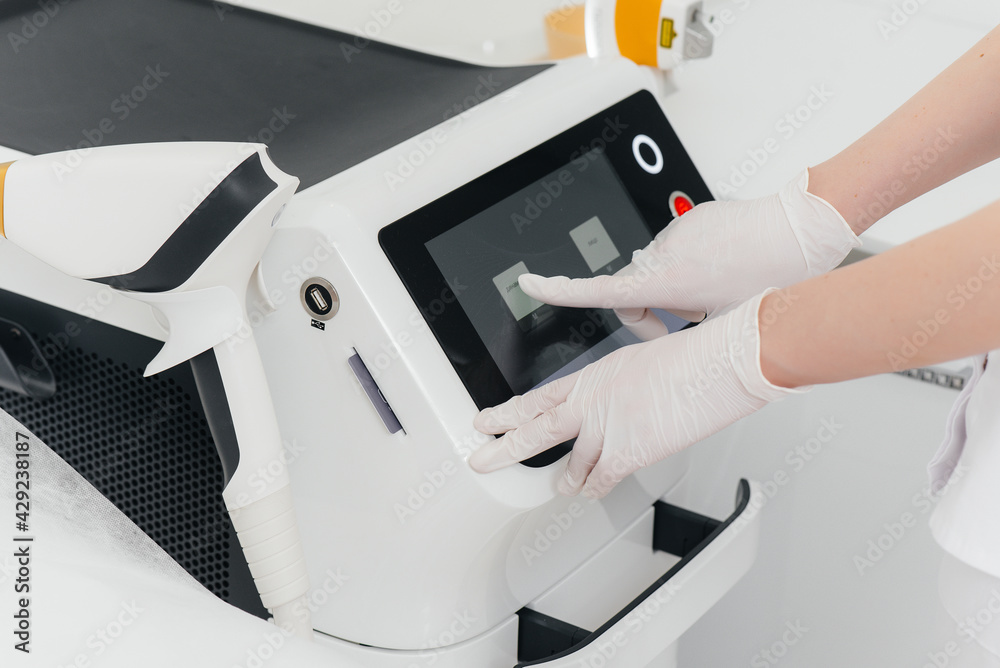 Modern equipment for laser hair removal and hair removal in a beauty salon. Beauty salon and cosmetology