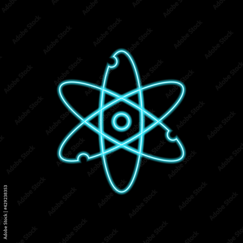 Neon Atom icon isolated. Symbol of science, education, nuclear physics, scientific research. Electrons and protonssign Neon Atom icon isolated. Symbol of science, education, nuclear physics, scientific research. Electrons and protonssign
