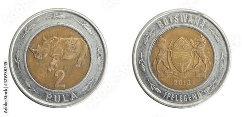 Two Botswana coin pot on white isolated background