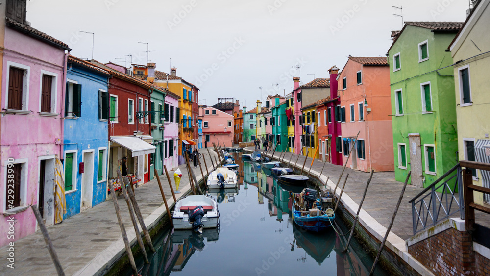 Colorful houses along the canal