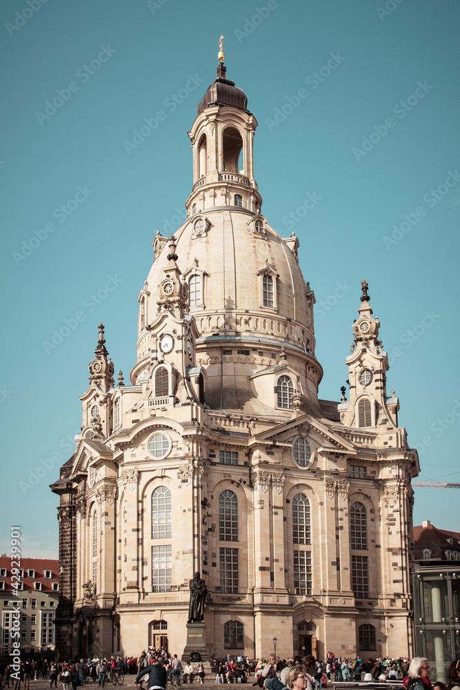 17 May 2019 Dresden, Germany - Lutheran church Dresden Frauenkirche in Dresden