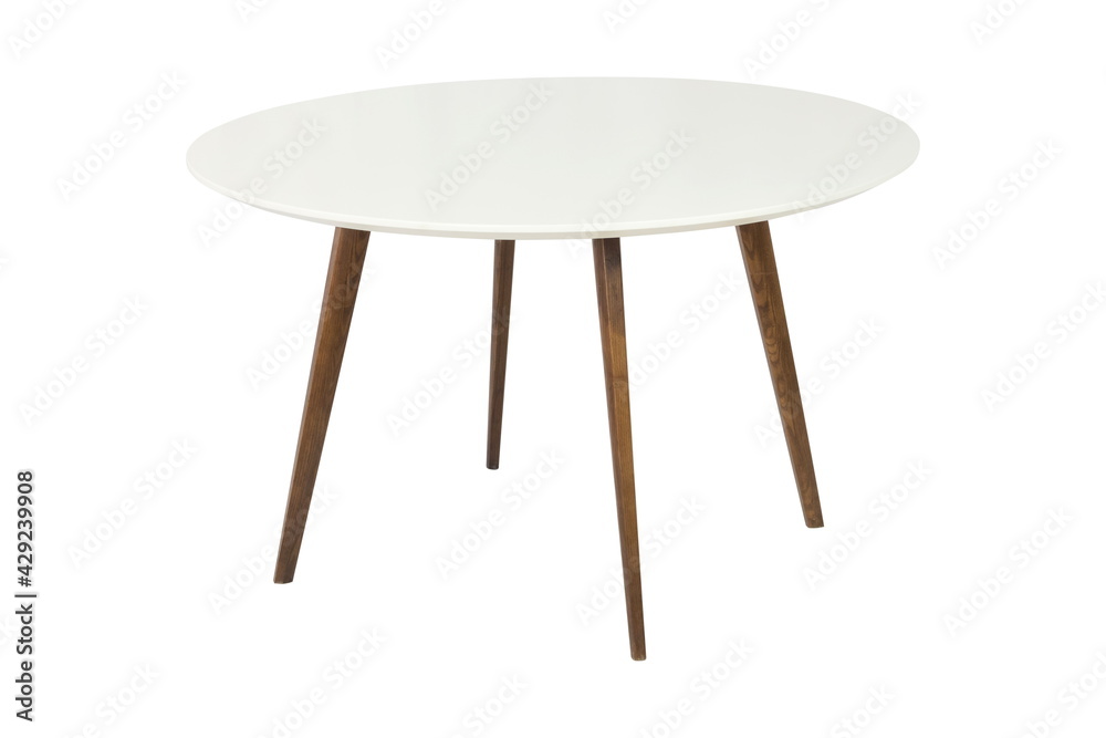 White round wooden isolated table White round wooden isolated table